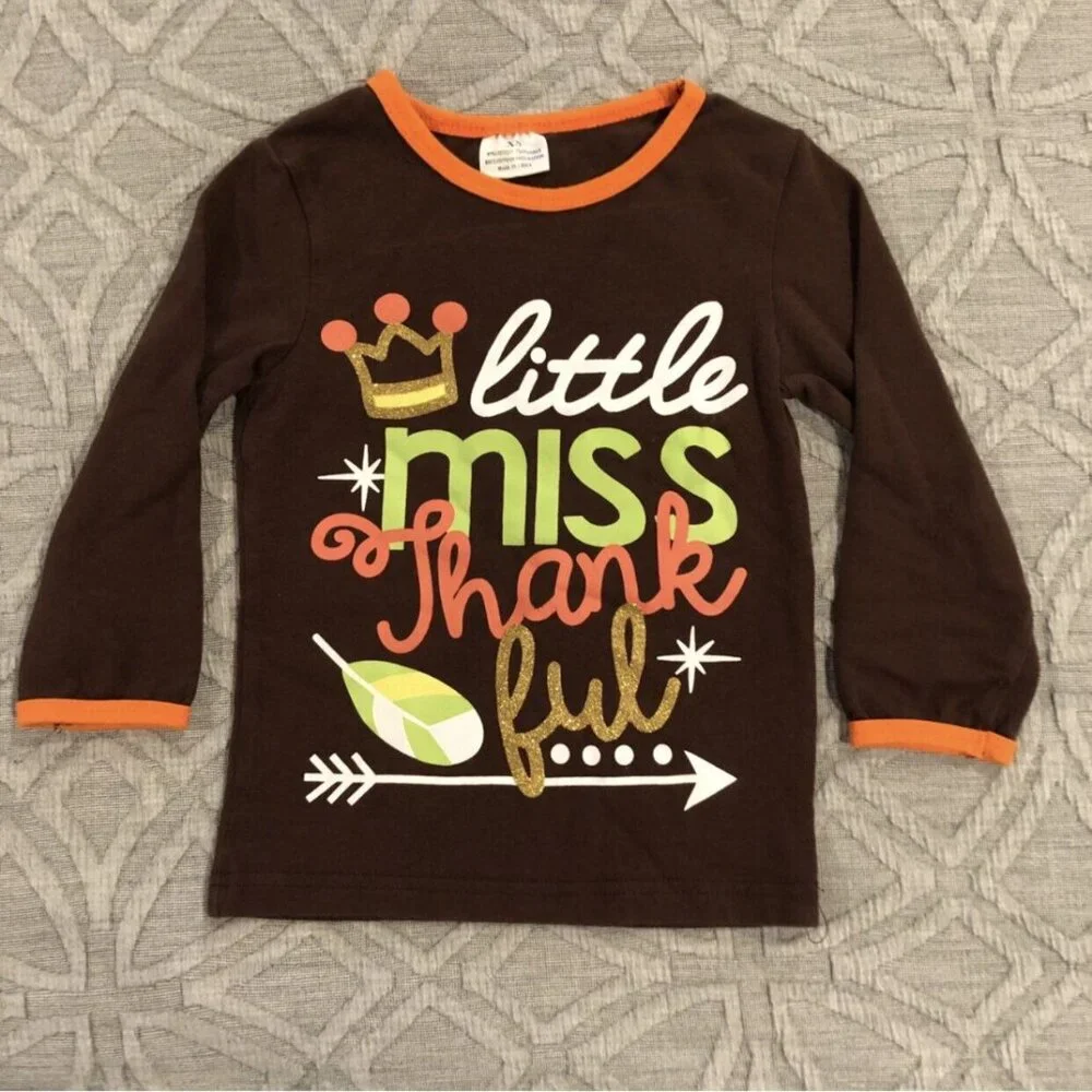 Boutique XS (2-3Y) Thanksgiving Tee Shirt Little Miss Thankful
